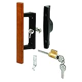 Prime-Line Products C 1132 Keyed Sliding Door Handle Set with Wood Pull Aluminum Diecast Viking, Bla