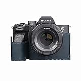 SONY A7M4/A7S3/A7R5/A7VI/A7SIII 用 ボディーハーフケース ボディケース バッテリーの交換でき 三脚ネジ穴付き カメラケース (ネイビーブルー)