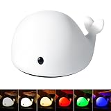 LED子供ナイトライト、USB充電式Whale Night Light with 6ソフトライトカラーモードby Sensitiveタップコントロール、ベビー子供ガールズLady Night授乳
