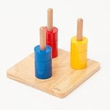 【Natural MONTESSORI】 モンテッソーリ教具 -- 3色リングさし -- montessori 教育 ナチュラルモンテッソーリ 本格教材 木製知育玩具 木製パズル ブロック ベビー 赤