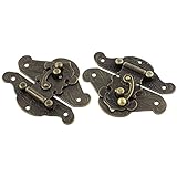 SODIAL(R) 85ミリメートルx68ミリメートルレトロスタイルボックスキャビネットフックロック蓋ラッチブロンズトーン2個