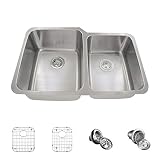 The Mr Direct 513キッチンアンサンブル(バンドル – 5アイテム:シンク、バスケットStrainer、標準Strainer、2シンクグリッド) 16 Gauge, Wide Left 