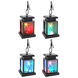 Derlights ソーラーライト RGB LEDライト カラフル きらきら 太陽能充電 屋外ライト ランタン型 多色変化 イルミネーションライト 夜間自動点灯 装飾ライト 庭園灯 ガーデン 庭先 玄