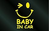 アトリエDOM 手描き風 ニコちゃんステッカー Bタイプ 白 BABY IN CAR