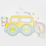 ベビー食器 5点セット 植物繊維製 お食い初め 出産祝い かわいい ジープ車型 イエロー