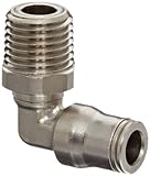 Legris 3609 56 14 Nickel-Plated Brass Push-to-Connect Fitting, 90 Degree Elbow, Swivel, 1/4 Tube OD 