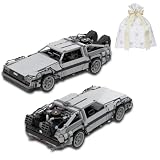 デロリアン DMC-12 タイムマシン モデル ビルディング ブロック 2583ピース レゴテクニックと互換 知育玩具 車 大人 子ども スポーツカー DeLorean (グレー(ホワイトラッピング付き))