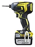 日立工機 14.4V コードレスインパクトドライバー 充電式 4.0Ahリチウムイオン電池、充電器、予備電池、ケース付 イエロー WH14DDL(2LLCK)(Y)