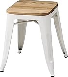 パール金属 メタル スツール チェア 椅子 鉄 アンティーク 座面 木製 エルム マットホワイト N-8343