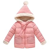 Smile キッズ 子供　ダウンジャケット ベビー 子供服 ダウンコート ダウン 棉服ジャケット 防寒 保温 アウターウエア 女の子 男の子 フード付き 秋冬　通園/通学　可愛い (90cm, ピンク