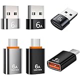 USBC to USB アダプター「6個入り」Type C オス to USBA メス/Type C メス to USB-A オス 変換アダプタ USB3.1 対応 6A 120W スマホ・タブレット対応 (ブラック4個 & シルバー2個)