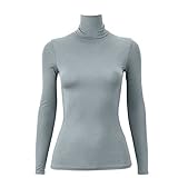 Plus Nao(プラスナオ) Tシャツ カットソー カップ付き ブラトップ プルオーバー 長袖 ハイネック タートルネック シンプル 無地 あったか XL グレー