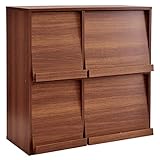 タンスのゲン フラップチェスト 2段 幅90cm ディスプレイラック 薄型 本棚 収納 木製 ブラウン 68210001 24 【60543】