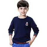 KID1234男の子綿100％ラウンドネックセーター(140,青緑)