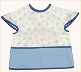 お食事スタイ お食事エプロン ベビー服 (綿ニット製) ブルー 23cmx28cm