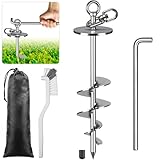 SELEWARE 犬 アンカー ドッグアンカー 大型犬 360度回転 ペグ 犬 リードフック ペットアンカー ドッグステーク 係留ステッキ ドッグポール トップアンカー 杭 キャンプ 庭 地面 固定