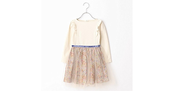 Amazon コムサフィユ Comme Ca Fille タナローンリバティプリントワンピース ベージュ 15 130 ワンピース チュニック 通販
