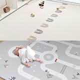 プレイマット 180×150cm お昼寝マット ベビー 防水 厚手 赤ちゃん ベビーマット 道路 大判 大きい 子供 防音 騒音吸収 新生児 出産祝い (rainbow & train road, 180×150×厚さ2cm)