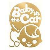 ゴールド（金） Baby in the car〈子供〉ステッカー 窓ガラス用シールタイプ 赤ちゃん 車の後ろ 妊婦 安心 安全 ※吸盤・マグネットタイプで...