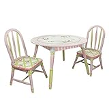 Fantasy Fields - Crackled Rose Thematic Hand Crafted Kids Wooden Table and 2 Chairs Set |?Imaginatio