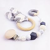 Mamimami Home おしゃぶり　クリップ シリコーン ペンダント 噛がため　木製 リング　コットン うさぎの耳 赤ちゃんのおもちゃ