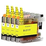 LC211 互換インクカートリッジ LC211Y イエロー 4本セット ブラザー用インク 対応プリンター機種:MFC-J880N MFC-J887N MFC-J900DN MFC-J907DN MFC-J997DN DCP-J562N DCP-J567N DCP-J762N DCP-J767N DCP-J962N 純正インクと併用可能 最新機種対応新型ICチップ付き/個包装