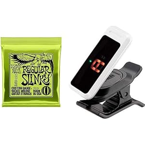 ERNIE BALL ギター弦 レギュラー スリンキー (10-46) 2221 Regular Slinky & クリップチューナーPC-0 ホワイト セット