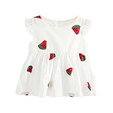 Dizoon 春夏 子供 ベビー キッズ 女の子 ワンピース ドレス スカート 可愛い服 イチゴ 白 80 85 90 100cm 6-36ヶ月