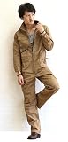 つなぎ メンズ おしゃれ 作業着 長袖 ツナギ 作業服 レディース 男女兼用 BROWN（茶） Lサイズ