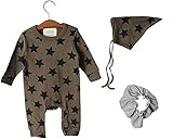HAPPY FOR YOU ハッピーフォーユー 韓国製 ブランド子供服 ビッグスターロンパース 228269 (S, khaki)