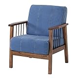 天然木　レトロ調　ソファ　1人掛け　デニム