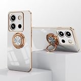Lnobern スマホケース対応 Redmi Note 13 Pro 5G ケース リング付き シンプルケース Note 13 Pro 5G 用 カバー ソフト 軽量 メッキ加工車載ホルダ (白, For Redmi Note 13 Pro 5G)