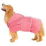 Avont 犬用バスローブ 犬用バスタオル ボディタオル シャンプータオル シャンプーシート 超吸収性 速乾ペット用ローブ -ダスティーローズ