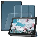 【全面保護グループ】対応 Amazon Fire HD 8 2020/ Fire HD 8 Plus 用のケース FOR Fire HD 8 Plus 用の保護カバー衝撃吸収 + FOR Amazon Fire HD 8 2020/ Fire HD 8 Plus 用の強化ガラスフィルム 表面硬度9H 飛散防止処理 タブレット 専用 液晶保護フィルム 全面保護 (濃い緑)