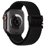 [AiMaoo] バンド 対応 Apple Watch Ultra3 2 Ultra 49mm 46mm(Series 11 10) 45mm 44mm 42mm(Series 3 2 1) アップルウォッチ用の交換ベルト 替えベルト 男女兼用 伸縮性 ナイロン編みバンドiWatch シリーズ11/10/9/8/7/6/5/4/3/2/1/SE3/SE2 用 (ブラック)