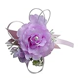 [Enerhu]手首コサージュ 花嫁ブレスレット ウェディング 造花 腕飾り パープル