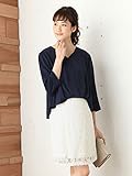 Angeliebe エンジェリーベ マタニティ ワンピース 授乳口付き エステル ジョーゼット ブラウス × レース ワンピ 妊婦服 産前 産後 フォーマル お宮参り L ネイビー 21818 218