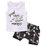 AMAA ベビー服　男の子　子供服　２点セット　タンクトップ＋パンツ　ノースリーブ　英字　矢柄　トップス　可愛い　ボーイズ　春/夏　運動会　赤ちゃん　セットアップ　通学通園　普段着　旅行　出産祝い　誕