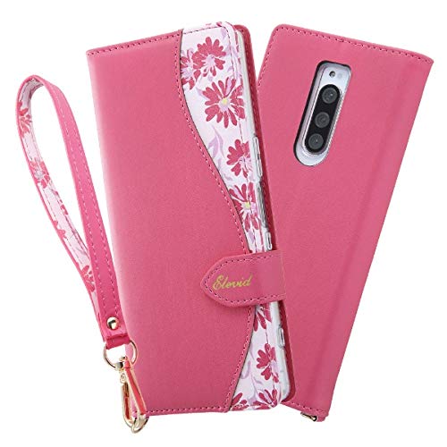 Xperia 1 手帳型レザーケース 花柄 ハンドストラップ付/レッド/IN-RXP1EVC1/R
