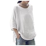 レディース ラウンドネック 半袖 夏服 カットソー ロングtシャツランキング ロングブーツ 和 クール きゅうかんそっかん レディースインナー 五分袖パーカー ｖネック レディースシャツ トップス レディース 七分袖 シャツ Tシャツ 無地 ゆったり ブラウス 綿 麻 ラウンドネック 上着 大きいサイズ プルオーバー カットソー ビックtシャツ 体型カバー 着痩せ 半袖シャツ 通学 カジュアル フェミニン (3XL/#01 ホワイト)