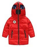 (トヨベイ)Toyobuy 厚手 子供 中綿 コート キッズ ブルゾン フード付き 可愛い ジャケット 男の子 女の子 防寒防風 赤 130