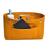 NOTAG フェルト バッグインバッグ インナーバッグ 軽量 高級バッグ専用 大容量フェルト収納バッグレディース ハンドバッグオーガナイザー 化粧ポーチ (L, イェロー2)