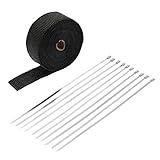 Fenteer オートバイ　車用　エキゾーストパイプ　断熱ラップ　メタルジップタイ付属　全3サイズ - 15m×5cm×1.5mm