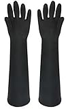 bath&bath ゴム手袋 60cm ロング 厚手 サンドブラスト メッキ グローブ 消毒 清掃 作業 (黒)