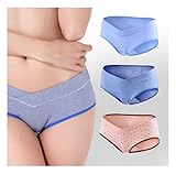 DEZAR マタニティ ショーツ ３枚セット 産前 産後 妊婦用 下着 ローライズ パンツ ３枚組 (ライトブルー、 ブルー、 ブラウン)