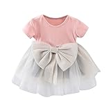 Cutelove 子供ドレス ワンピース 女の子 蝶結び付き 半袖 可愛い 夏 赤ちゃん 素敵 おしゃれ ドレス 3色