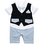 ベビー 子供服 カバーオール フォーマル スーツ風 ロンパー ボウタイ (70)