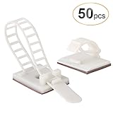 AGPTEK ケーブル固定具 ケーブルクランプ lanケーブル 固定 配線止め ケーブルタイクリップ ケーブルホルダー 粘着シート付 ホワイト