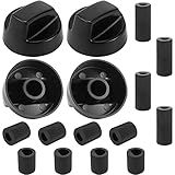 AMI PARTS オーブンコントロールスイッチノブ 12個のアダプター付き ブラック
