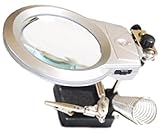 ハンダづけ作業等に便利　LED照明付　クリップ付スタンド大型ルーペ